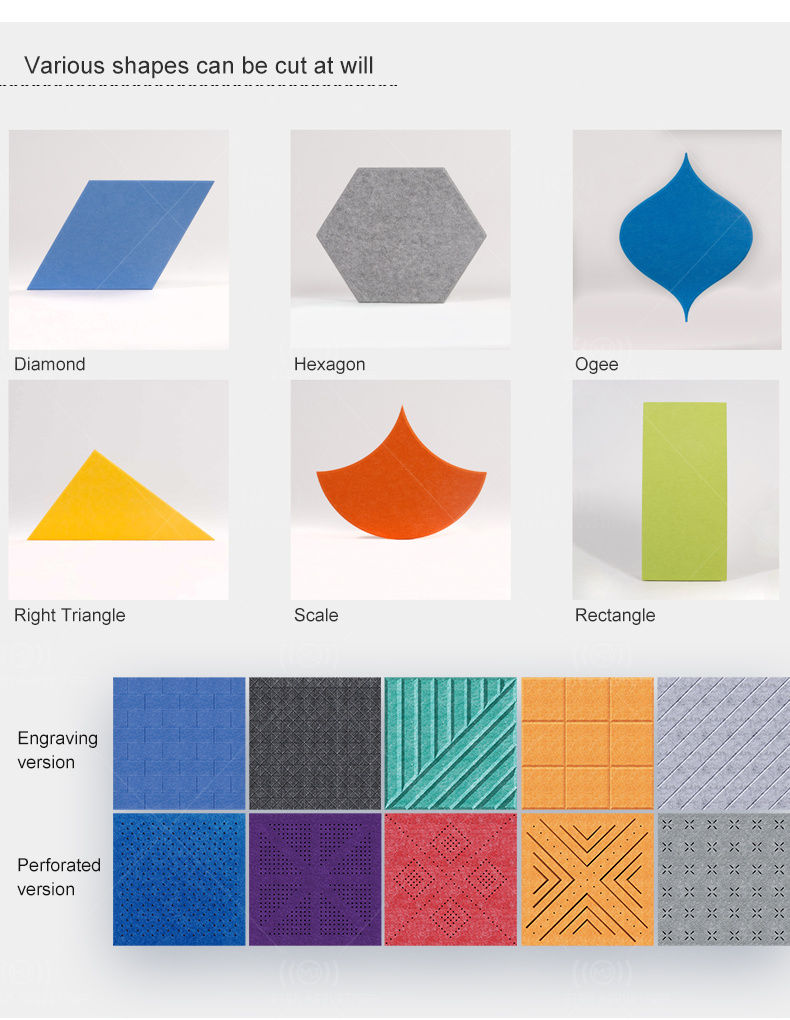 various shape polyester fiber acoustic panel